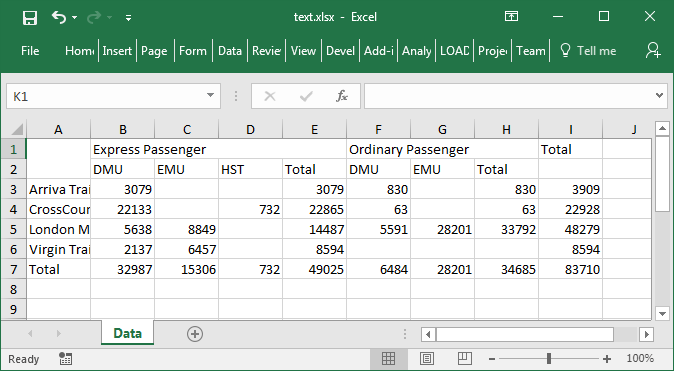Basic Excel Export (unstyled)
